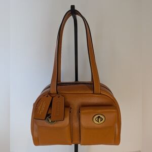 New Coach Twin Turnlock Bag 20 In Toffee - NWT - Archival Collection Dustbag